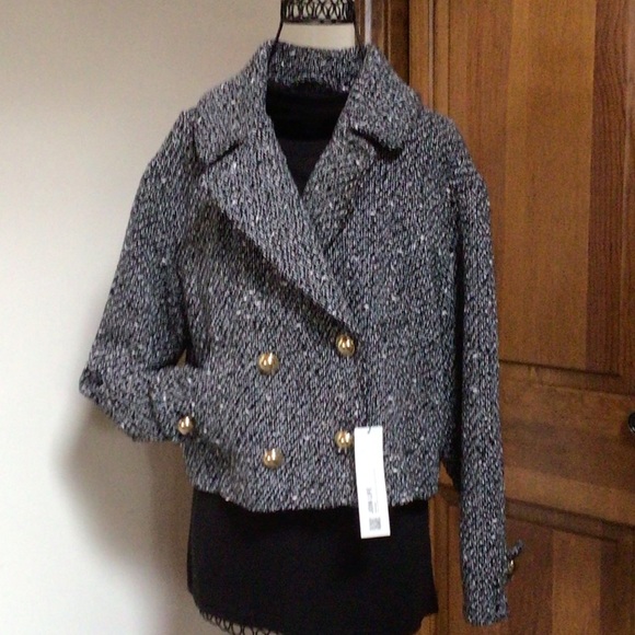 ZARA CROPPED TEXTURED BLAZER, Small, New with Tags - Picture 3 of 13